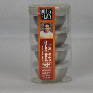 Bobby Flay Set of 4 Stainless Steel Prep Bowls with Lids NEW